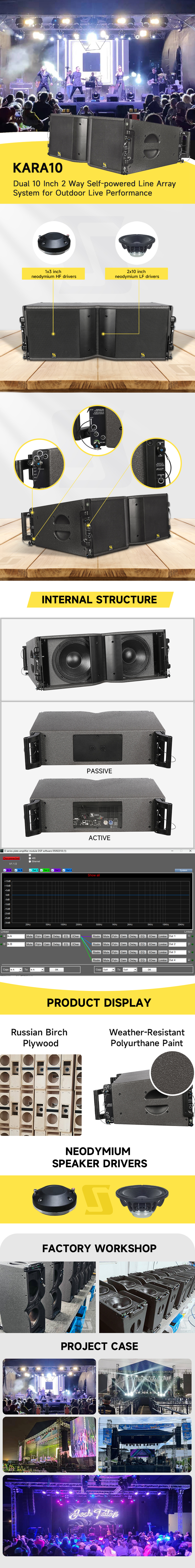 dual 10 inch active line arry speaker Kara10双10英寸主动线Arry扬声器