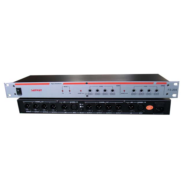 FS-204 2IN&8OUT 90V / 240V立体声声音信号分配器，用于扬声器